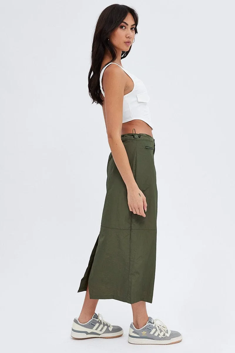 Green Parachute Skirt Cargo Mid Rise sold by Ally Fashion product image thumbnail 4