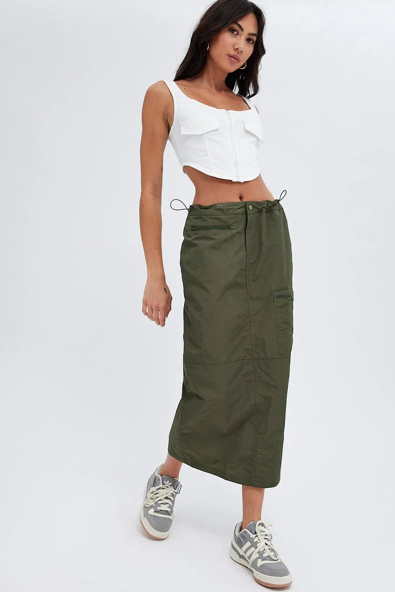 Green Parachute Skirt Cargo Mid Rise sold by Ally Fashion product image thumbnail 2