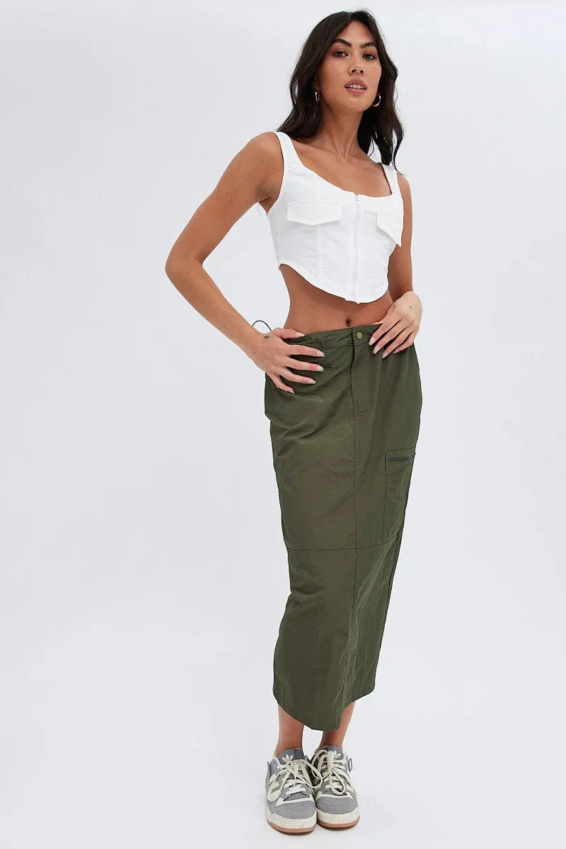 Green Parachute Skirt Cargo Mid Rise sold by Ally Fashion product image thumbnail 3