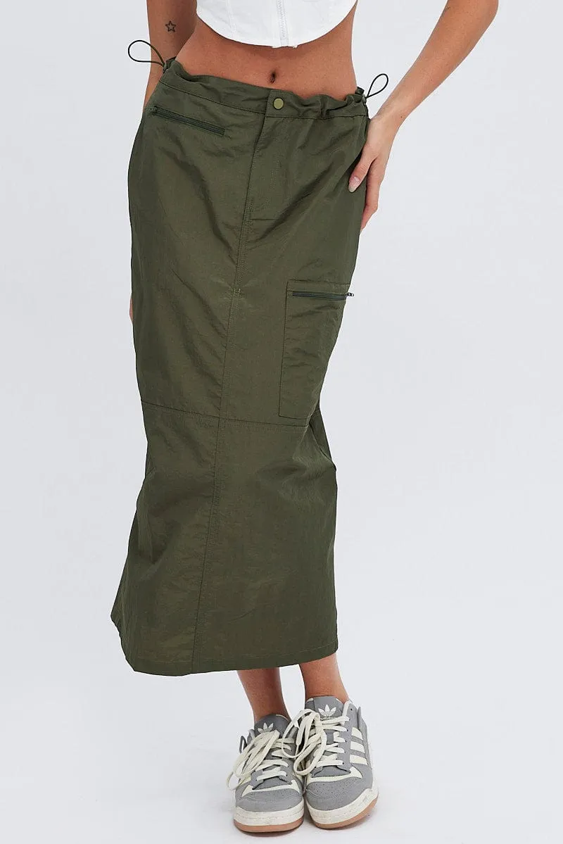 Green Parachute Skirt Cargo Mid Rise sold by Ally Fashion