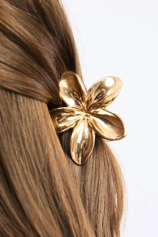 Gold Hibiscus Flower Claw Clip sold by Ally Fashion