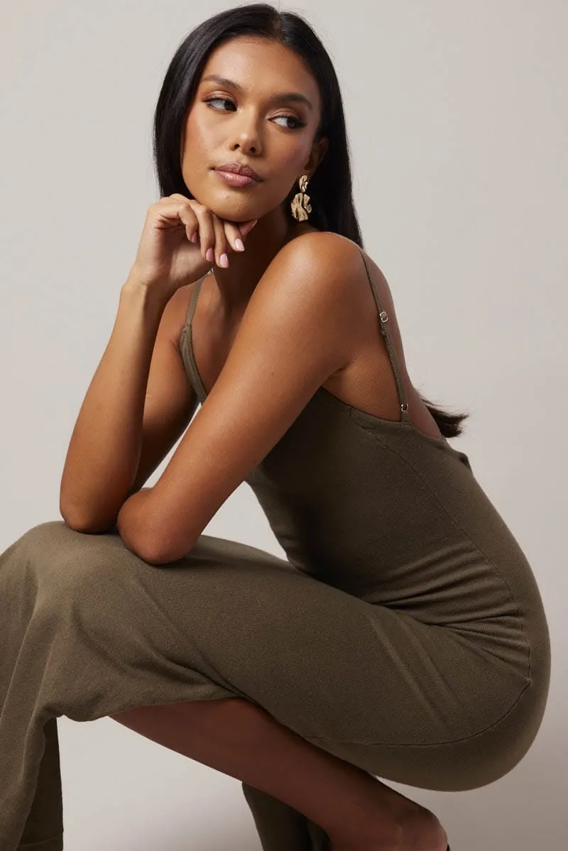 Green Knit Dress Sleeveless Maxi sold by Ally Fashion product image thumbnail 2