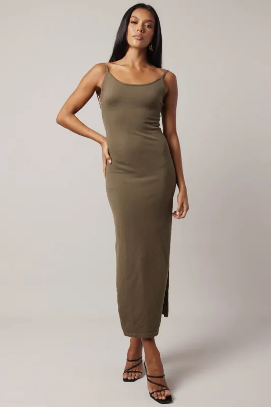 Green Knit Dress Sleeveless Maxi sold by Ally Fashion