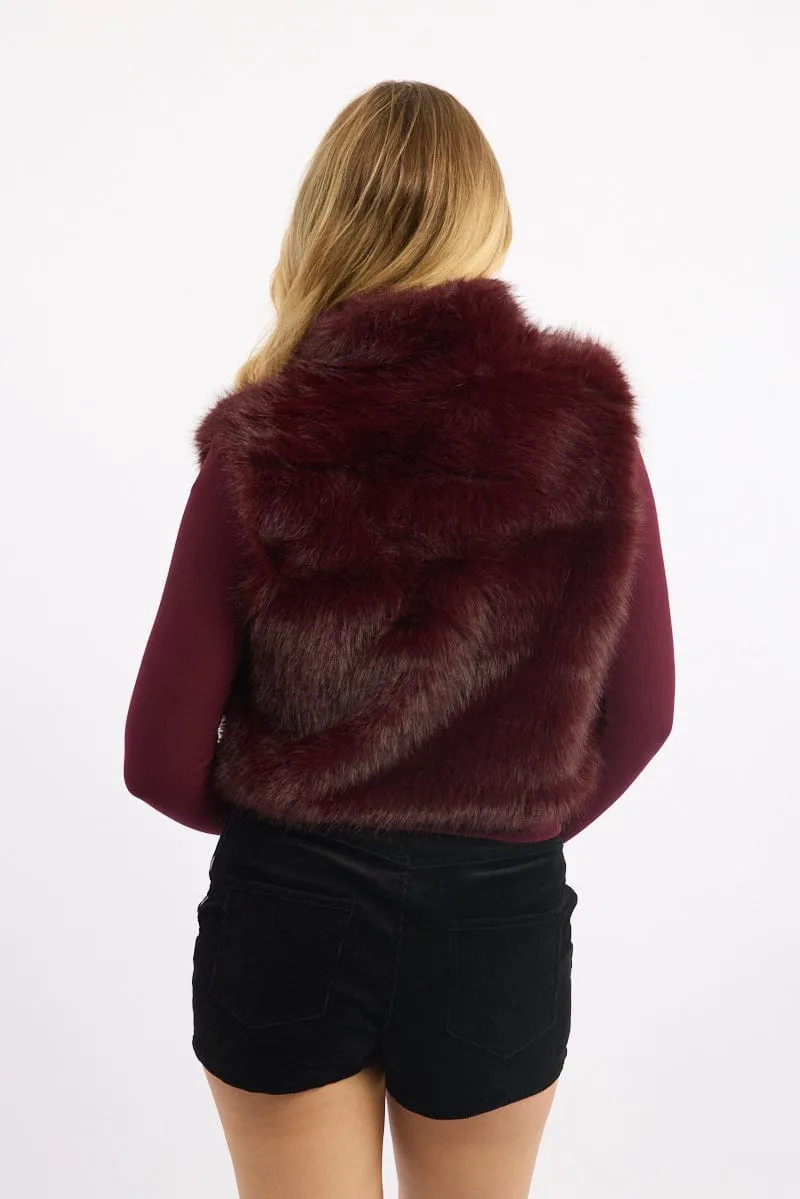 Red Faux Fur Vest sold by Ally Fashion product image thumbnail 4