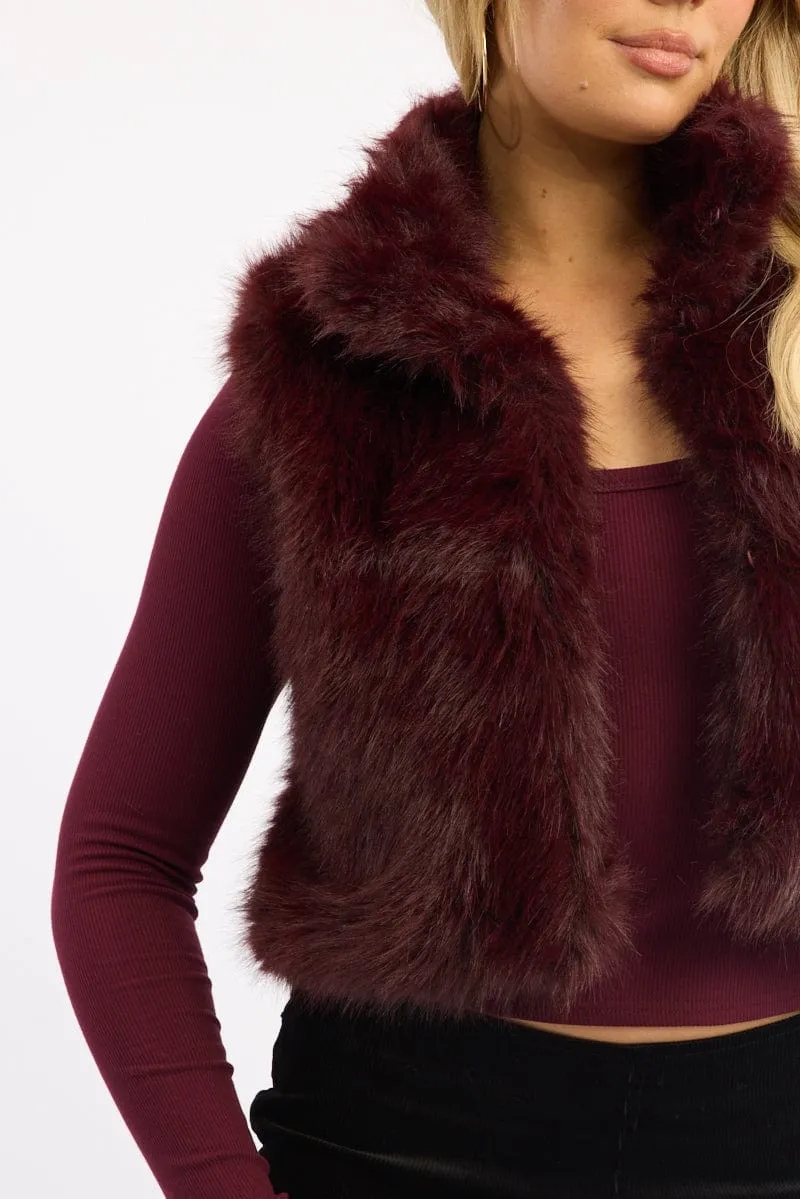 Red Faux Fur Vest sold by Ally Fashion product image thumbnail 5