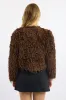 Brown Faux Fur Jacket sold by Ally Fashion