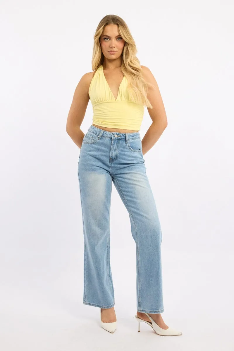 Denim Straight Jeans High Rise sold by Ally Fashion