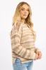 Beige Stripe Knit Jumper Long Sleeve Multi Stripe sold by Ally Fashion