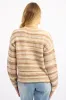Beige Stripe Knit Jumper Long Sleeve Multi Stripe sold by Ally Fashion
