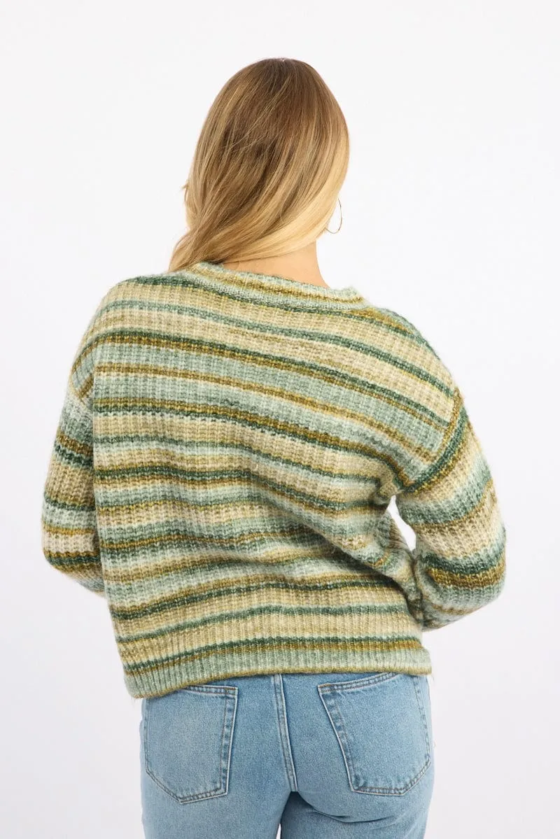 Green Stripe Stripe Knit Jumper sold by Ally Fashion product image thumbnail 4