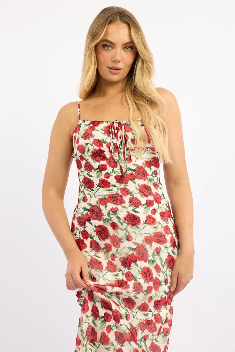 White Floral Midi Dress Bias Chiffon sold by Ally Fashion product image thumbnail 2