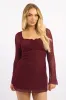 Red Mini Dress Long Sleeve Burn Out sold by Ally Fashion