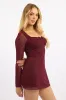 Red Mini Dress Long Sleeve Burn Out sold by Ally Fashion