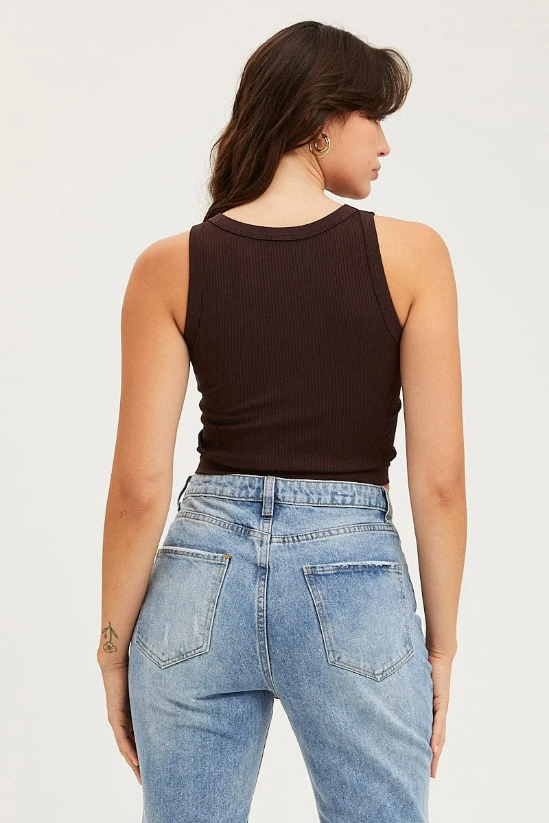 Brown Tank Top Crew Neck Seamless sold by Ally Fashion product image thumbnail 5