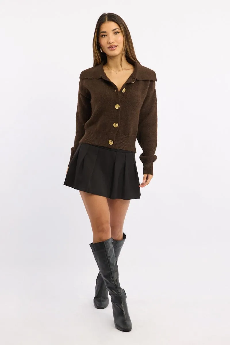 Brown Collar Knit Cardigan sold by Ally Fashion product image thumbnail 2