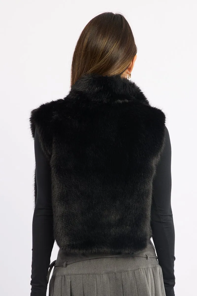 Black Faux Fur Vest sold by Ally Fashion product image thumbnail 4