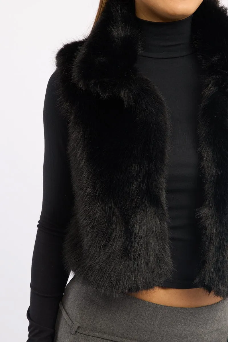 Black Faux Fur Vest sold by Ally Fashion product image thumbnail 5