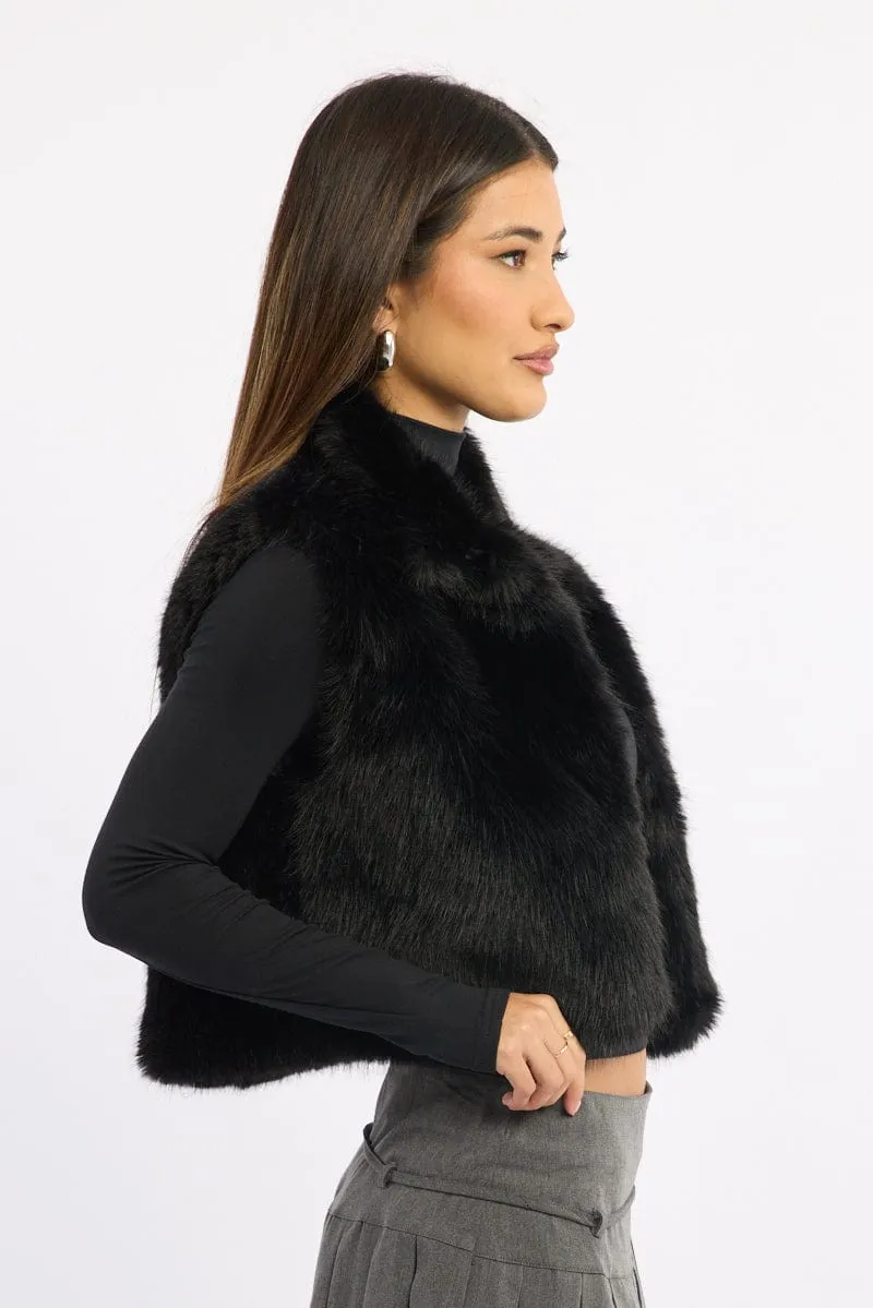 Black Faux Fur Vest sold by Ally Fashion product image thumbnail 3