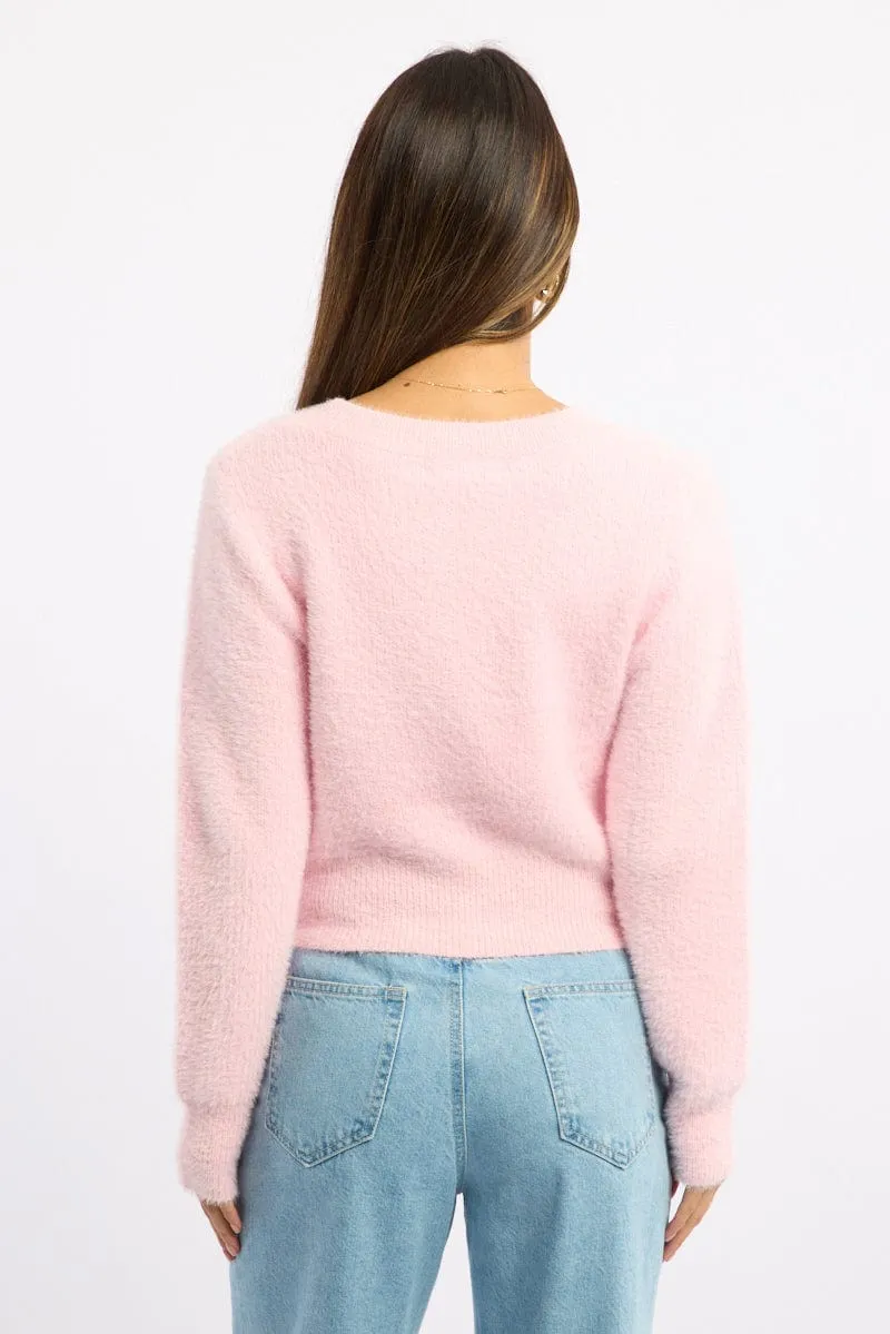 Pink Fluffy Knit Cardigan sold by Ally Fashion product image thumbnail 4