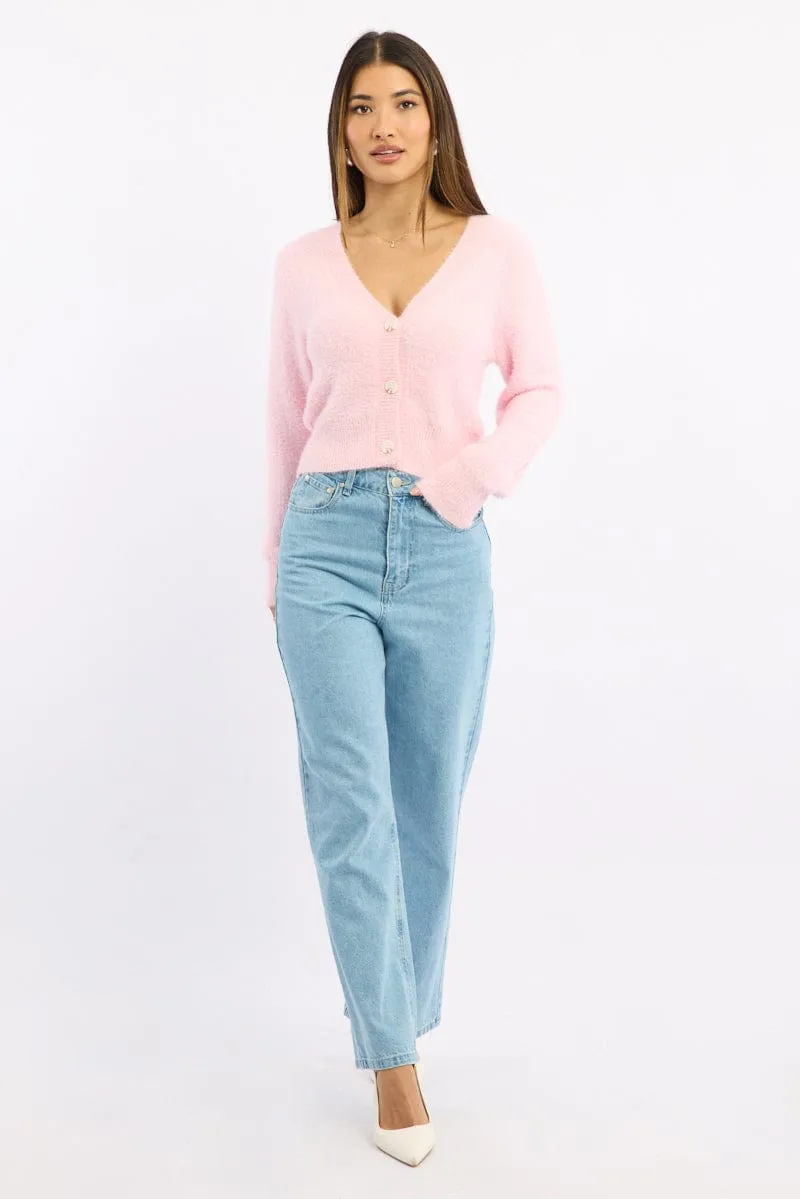 Pink Fluffy Knit Cardigan sold by Ally Fashion product image thumbnail 2