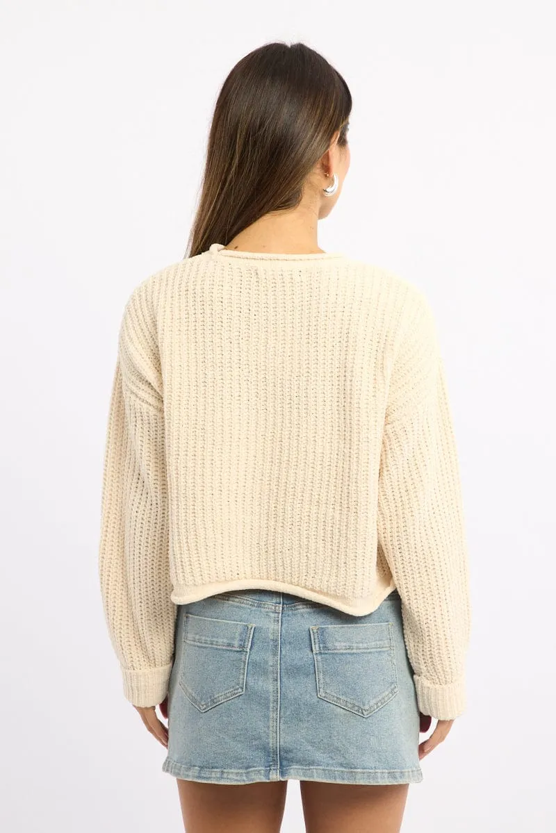 White Chenille Knit Jumper Long Sleeve sold by Ally Fashion product image thumbnail 5