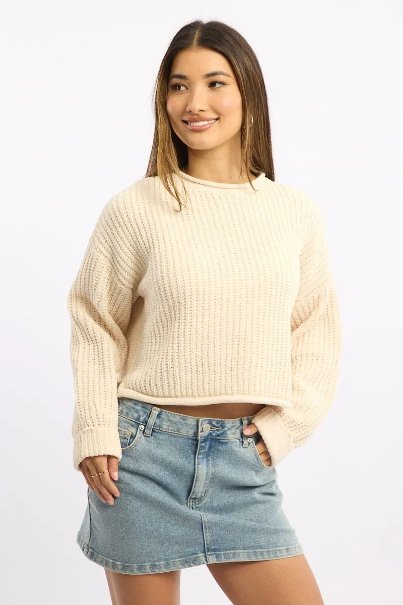 White Chenille Knit Jumper Long Sleeve sold by Ally Fashion product image thumbnail 2