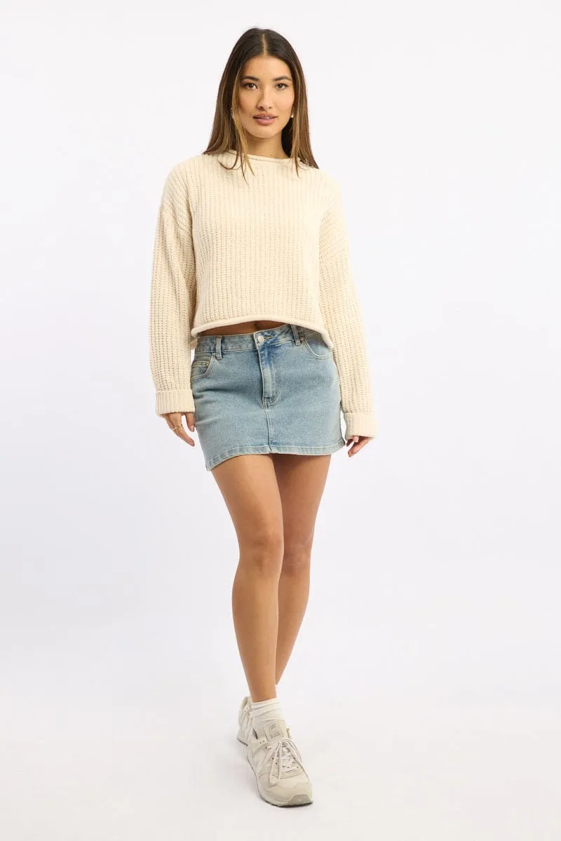White Chenille Knit Jumper Long Sleeve sold by Ally Fashion product image thumbnail 3