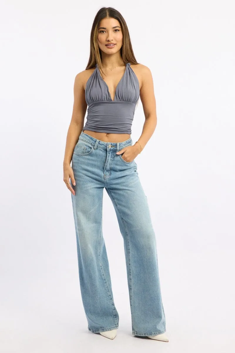 Grey Halter Neck Top sold by Ally Fashion product image thumbnail 2