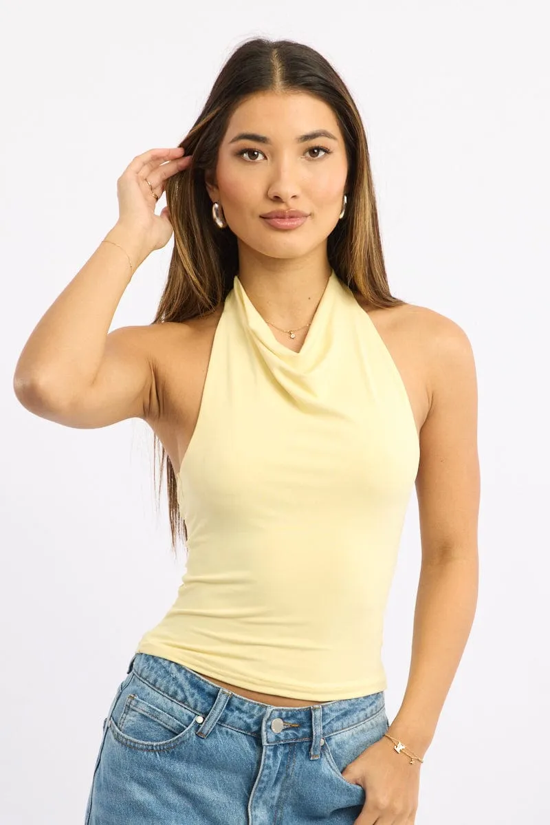 Yellow Halter Neck Top Supersoft sold by Ally Fashion