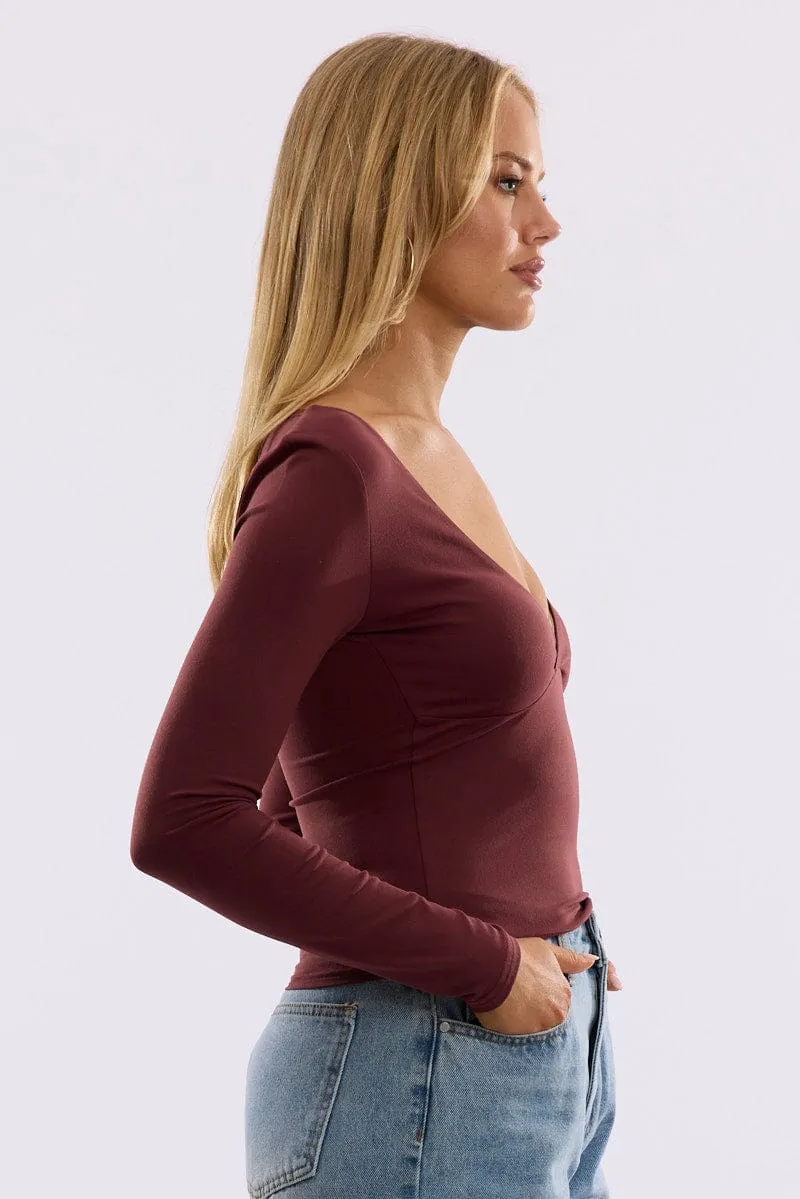 Red Supersoft Top Long Sleeve Cross Over sold by Ally Fashion product image thumbnail 3