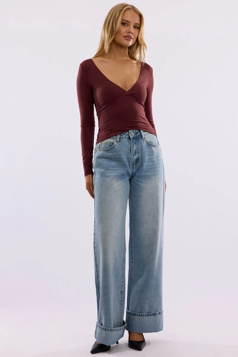 Red Supersoft Top Long Sleeve Cross Over sold by Ally Fashion product image thumbnail 2