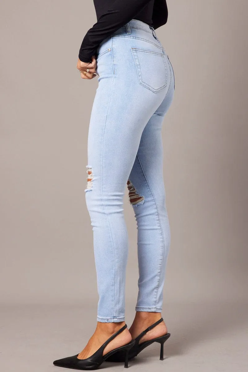 Denim Skinny Jean High Rise Ripped sold by Ally Fashion product image thumbnail 4