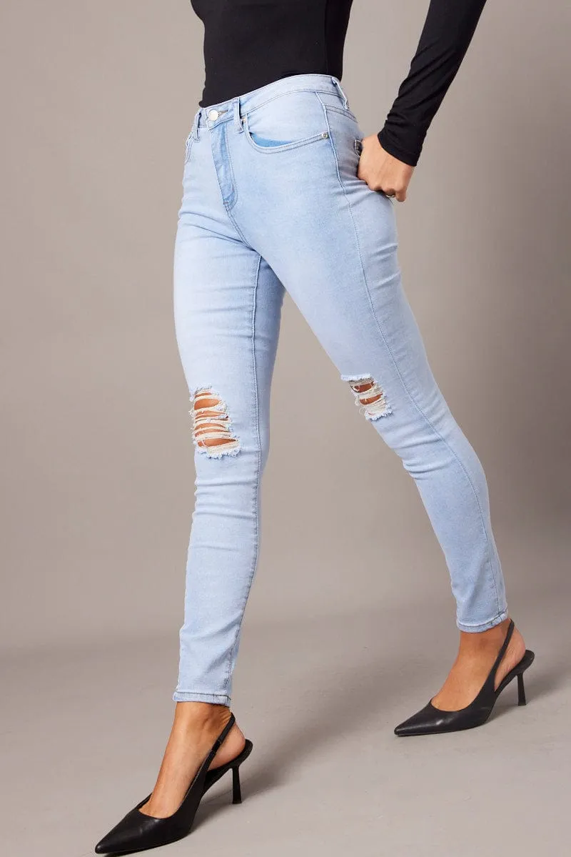 Denim Skinny Jean High Rise Ripped sold by Ally Fashion