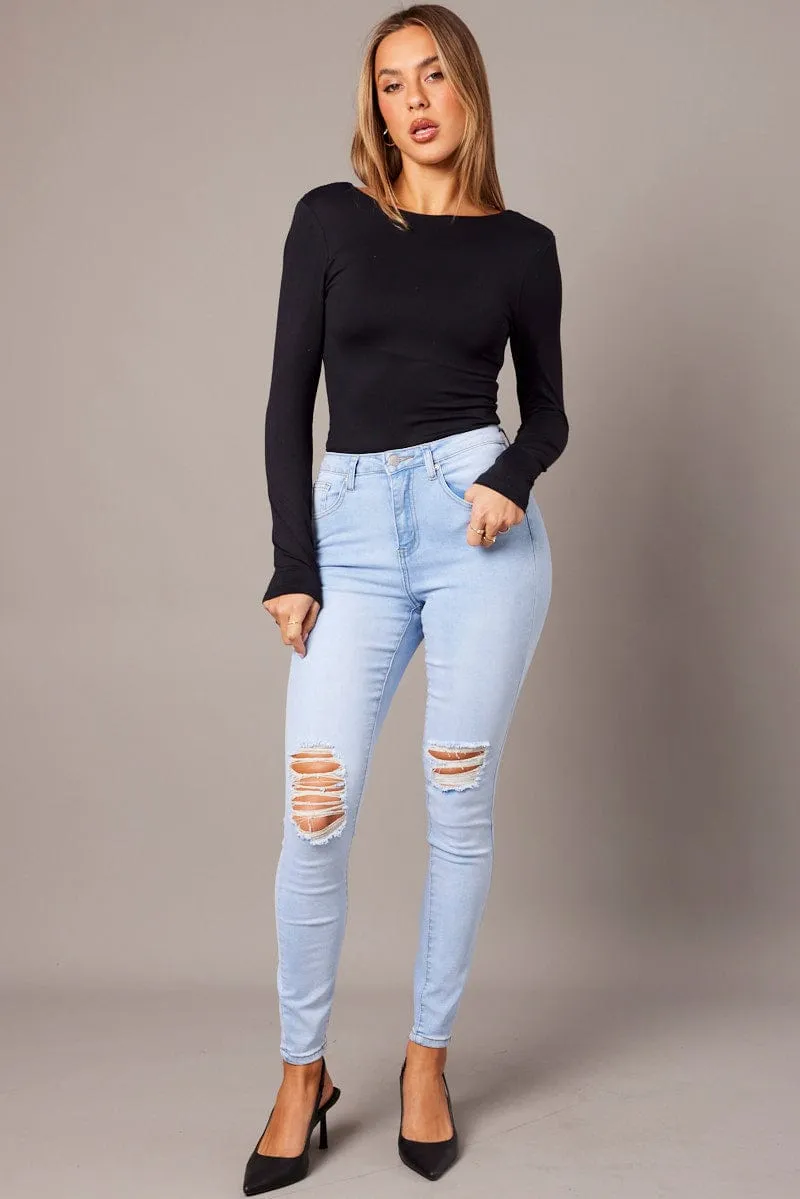 Denim Skinny Jean High Rise Ripped sold by Ally Fashion product image thumbnail 2