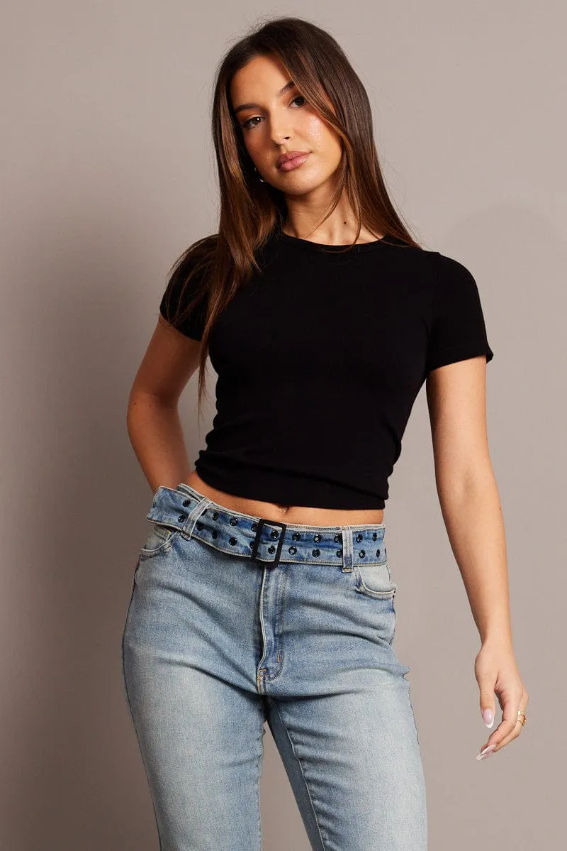 Black T Shirt Short Sleeve Crew Neck Seamless sold by Ally Fashion product image thumbnail 3