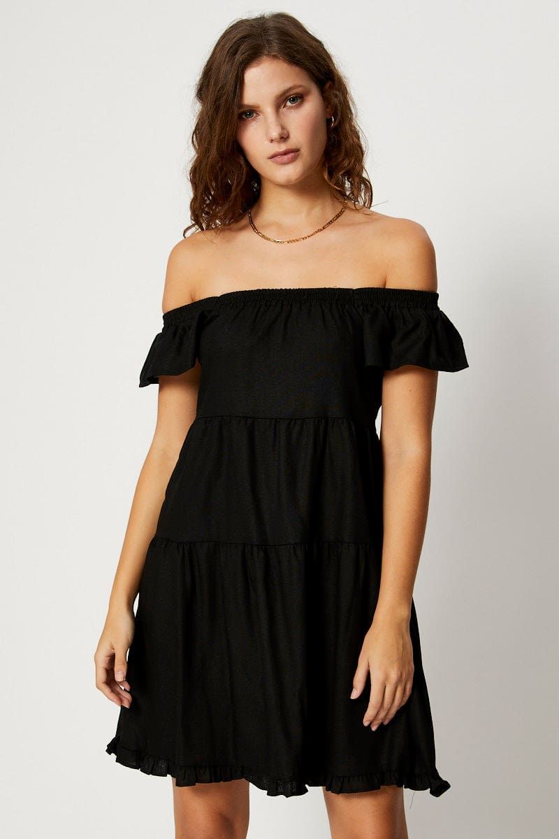 Black Tiered Smock Dress sold by Ally Fashion product image thumbnail 3