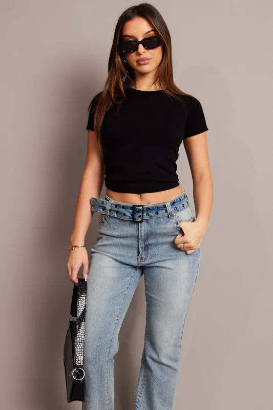 Black T Shirt Short Sleeve Crew Neck Seamless sold by Ally Fashion