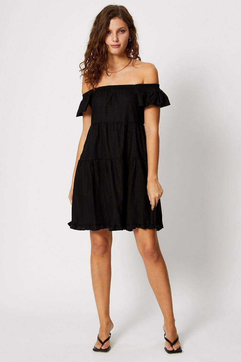 Black Tiered Smock Dress sold by Ally Fashion product image thumbnail 4