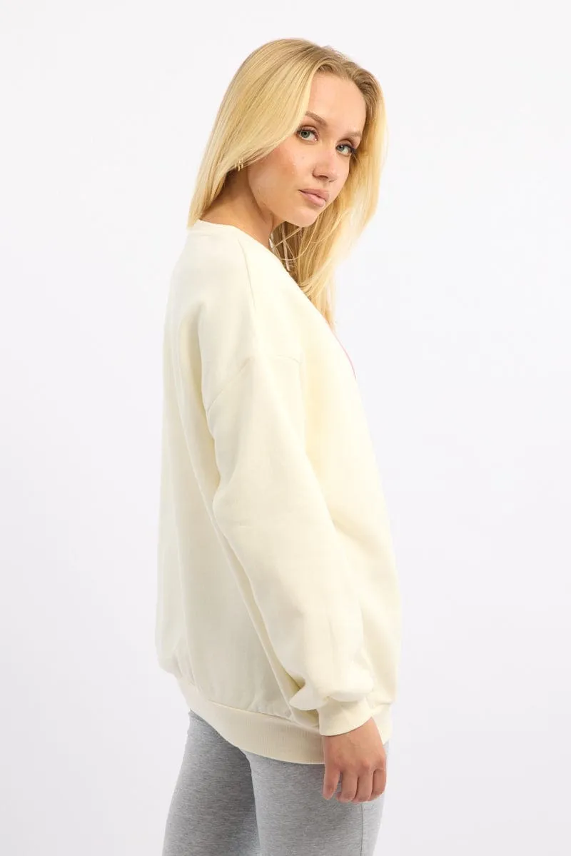 White Graphic Sweater Long Sleeve sold by Ally Fashion product image thumbnail 3