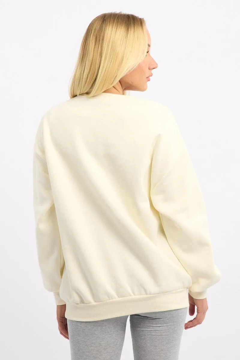 White Graphic Sweater Long Sleeve sold by Ally Fashion product image thumbnail 4