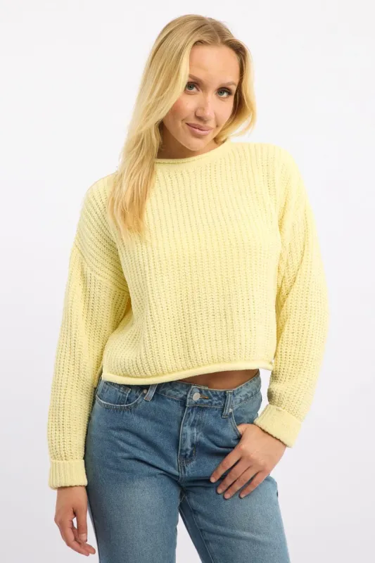 Yellow Chenille Knit Jumper Long Sleeve sold by Ally Fashion