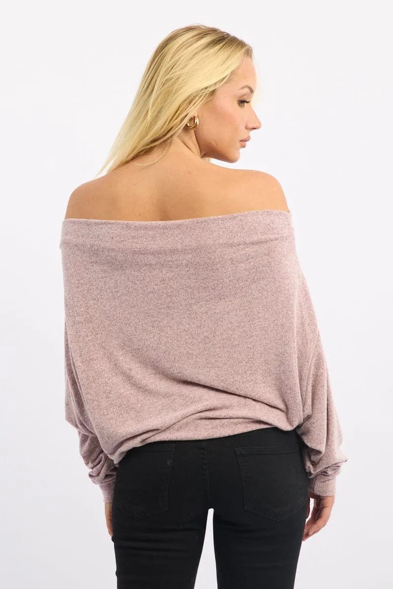 Pink Off Shoulder Top Long Sleeve sold by Ally Fashion product image thumbnail 4