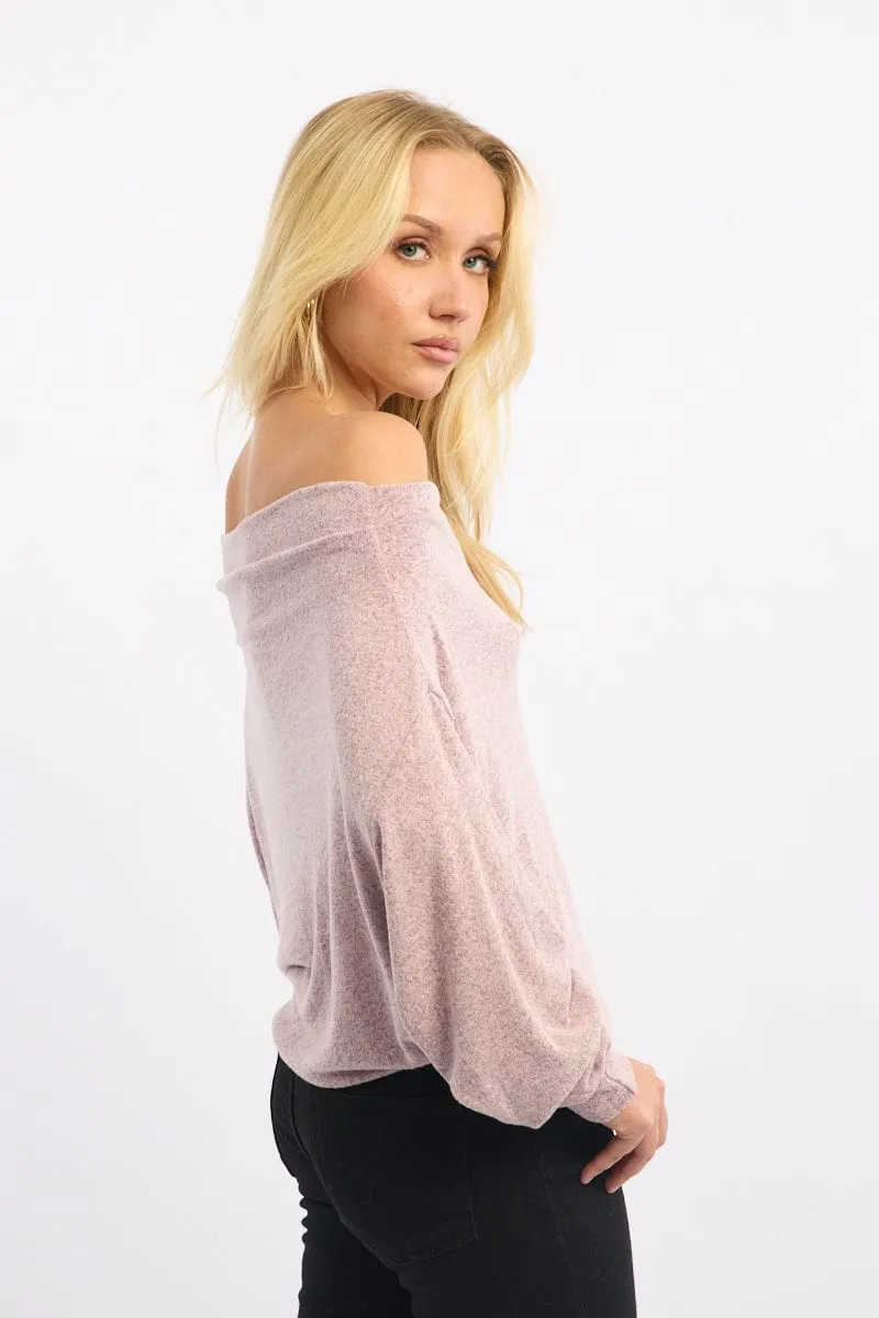 Pink Off Shoulder Top Long Sleeve sold by Ally Fashion product image thumbnail 3