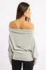 Grey Off Shoulder Top Long Sleeve sold by Ally Fashion