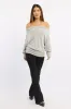 Grey Off Shoulder Top Long Sleeve sold by Ally Fashion