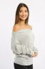 Grey Off Shoulder Top Long Sleeve sold by Ally Fashion