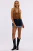 Denim Mini Skirt Mid Rise Rolled Up Hem sold by Ally Fashion