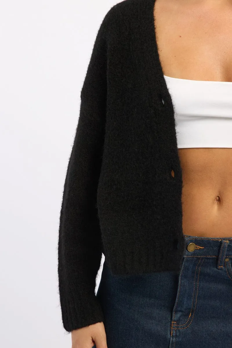 Black Oversized Cardigan Long Sleeve V-neck sold by Ally Fashion product image thumbnail 5