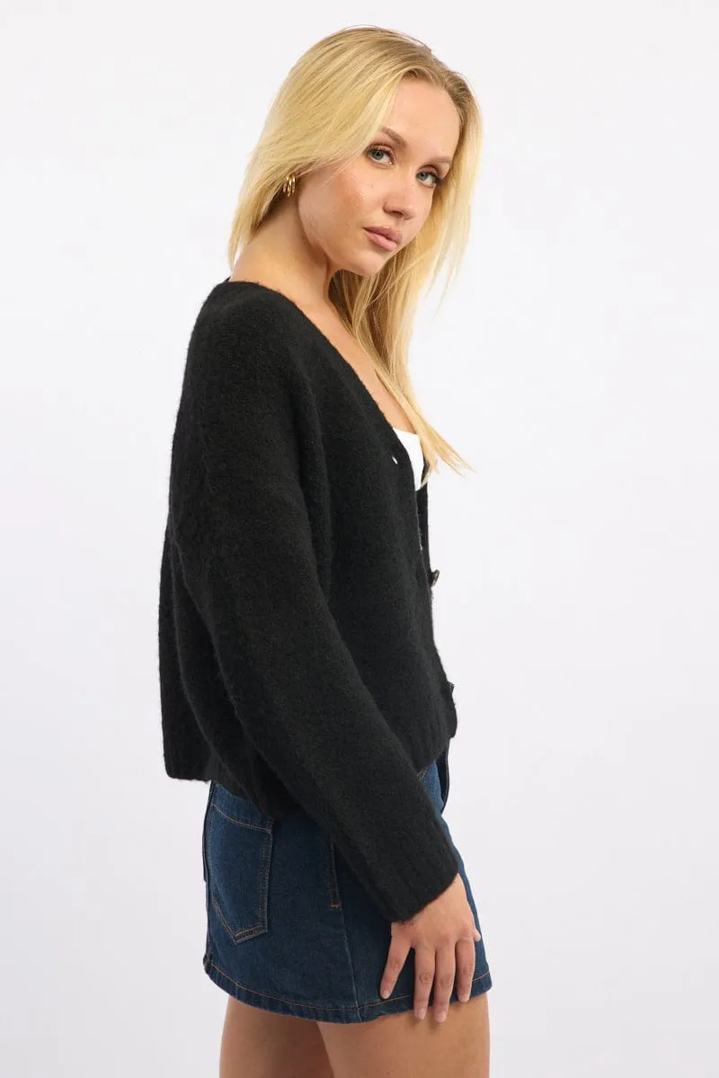 Black Oversized Cardigan Long Sleeve V-neck sold by Ally Fashion product image thumbnail 3