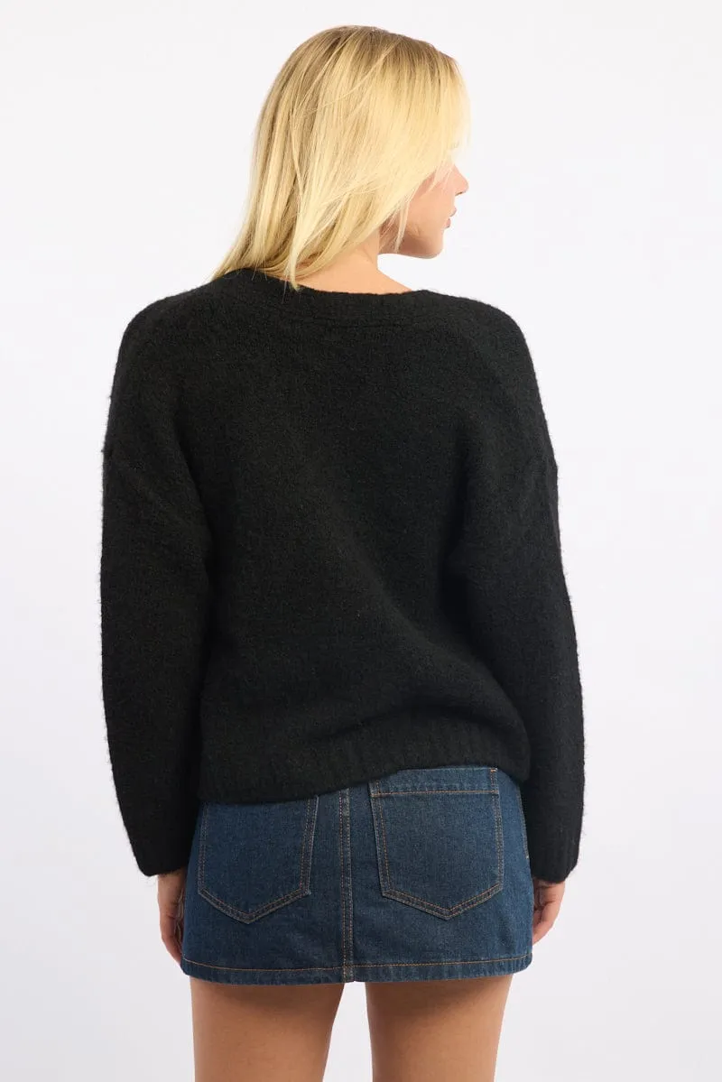 Black Oversized Cardigan Long Sleeve V-neck sold by Ally Fashion product image thumbnail 4